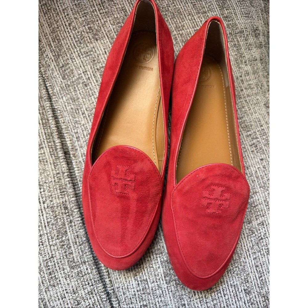 Tory Burch Slip-on Red Suede Loafer Size 8  US Gorgeous